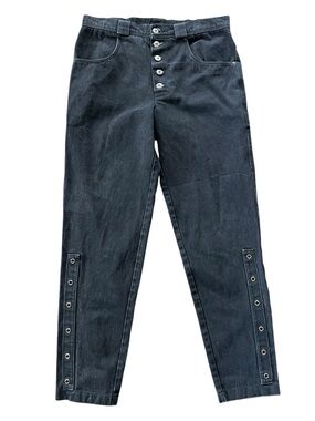 🇨🇦 Vintage Excalibor Black High Rise Jeans Lace Up 90s Medieval Goth Victorian
